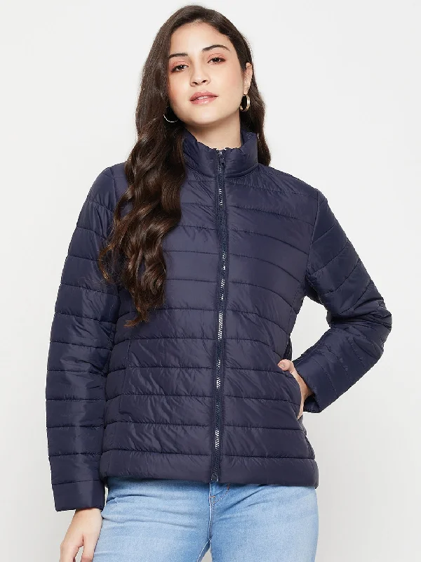 Women's Casual  Navy Blue Quilted  Jacket