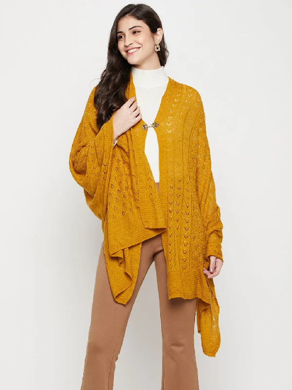 Women's Casual  Mustard All over Pointelle pattern  Stole