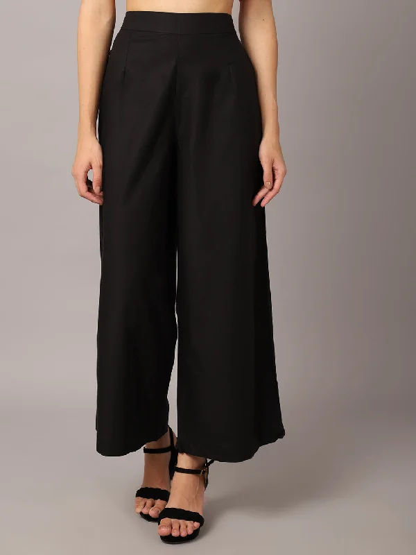 Women's   Black Flat Front High Rise Parallel Pants