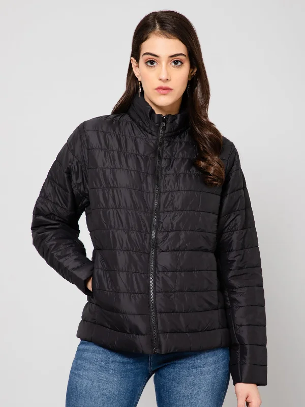 Women's Casual  Black Quilted  Jacket